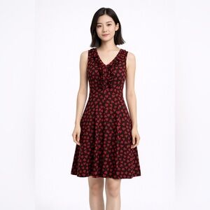 JACOB Sleeveless Pink & Burgundy Heart Pattern Dress, XS
